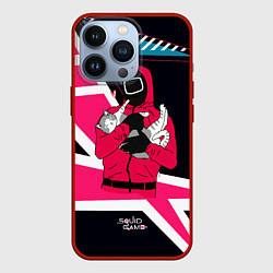 Чехол для iPhone 13 Pro Игра в кальмара - девушка с котиком, цвет: 3D-красный