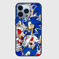 Чехол для iPhone 13 Pro SONIC ПАТТЕРН СОНИК, цвет: 3D-тёмно-синий