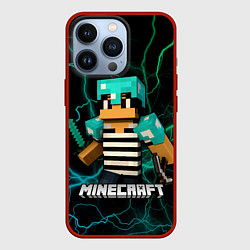 Чехол для iPhone 13 Pro Minecraft молнии, цвет: 3D-красный