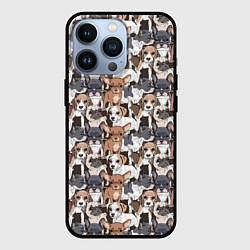 Чехол для iPhone 13 Pro Щенки Разных Пород, цвет: 3D-черный