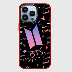 Чехол для iPhone 13 Pro BTS БТС БИТИЭС УЗОР, цвет: 3D-красный