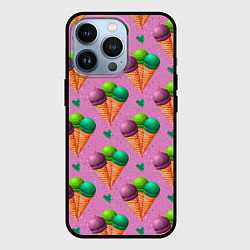 Чехол для iPhone 13 Pro Мороженое шарики, цвет: 3D-черный
