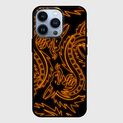 Чехол для iPhone 13 Pro ОГНЕННЫЕ ДРАКОНЫ НЕОН NEON FIRE DRAGONS, цвет: 3D-черный
