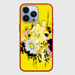 Чехол для iPhone 13 Pro Жирафа с герберой, цвет: 3D-красный