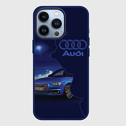 Чехол для iPhone 13 Pro AUDI лого, цвет: 3D-тёмно-синий