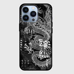 Чехол для iPhone 13 Pro Dragon Fire Иероглифы Японский Дракон, цвет: 3D-черный