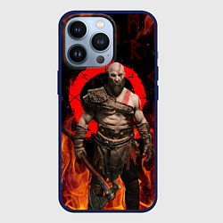 Чехол для iPhone 13 Pro GOD OF WAR РАГНАРЁК, КРАТОС В ОГНЕ, цвет: 3D-тёмно-синий