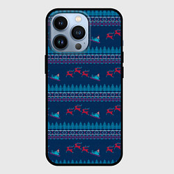 Чехол для iPhone 13 Pro Санта Клаус и олени, цвет: 3D-черный