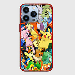 Чехол для iPhone 13 Pro АНИМЕ, ПОКЕМОНЫ ВСЕ ПЕРСОНАЖИ POKEMON, цвет: 3D-красный