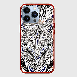 Чехол для iPhone 13 Pro БЕЛАЯ ЭТНИЧЕСКА ЛИСА WHITE FOX, цвет: 3D-красный