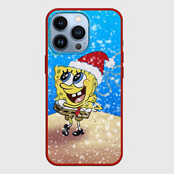 Чехол для iPhone 13 Pro НОВОГОДНИЙ ГУБКА БОБ КВАДРАТНЫЕ ШТАНЫ, цвет: 3D-красный