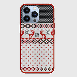 Чехол для iPhone 13 Pro НОВОГОДНИЙ УЗОР, цвет: 3D-красный
