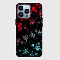 Чехол для iPhone 13 Pro НЕОНОВЫЕ СНЕЖИНКИ, НОВЫЙ ГОД 2022, цвет: 3D-черный