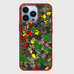 Чехол для iPhone 13 Pro Раста-камуфляж, цвет: 3D-красный