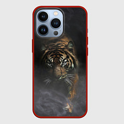Чехол для iPhone 13 Pro Тигр в тумане, цвет: 3D-красный