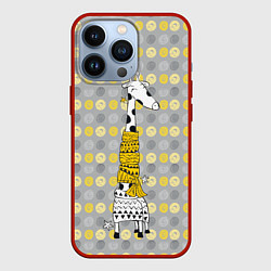 Чехол для iPhone 13 Pro Милая жирафа в шарфе, цвет: 3D-красный