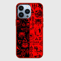 Чехол для iPhone 13 Pro THE WITCHER LOGOBOMBING BLACK RED, цвет: 3D-красный