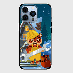 Чехол для iPhone 13 Pro Тигр - ремонтник, цвет: 3D-черный