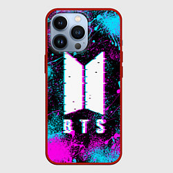 Чехол для iPhone 13 Pro НЕОНОВЫЙ БТС NEON BTS, цвет: 3D-красный