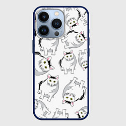 Чехол для iPhone 13 Pro КОТИКИ МЕМ МЯУ, цвет: 3D-тёмно-синий
