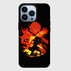 Чехол для iPhone 13 Pro DILUC FIRE GENSHIN IMPACT НА СПИНЕ, цвет: 3D-черный