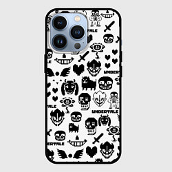 Чехол для iPhone 13 Pro UNDERTALE WHITE PATTERN, цвет: 3D-черный