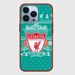 Чехол для iPhone 13 Pro НОВОГОДНИЙ СВИТЕР LIVERPOOL, цвет: 3D-красный