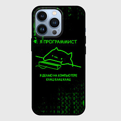 Чехол для iPhone 13 Pro КОТ ПРОГРАММИСТ МАТРИЦА CAT MATRIX, цвет: 3D-черный