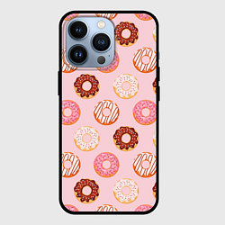 Чехол для iPhone 13 Pro Pink donuts, цвет: 3D-черный