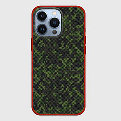 Чехол для iPhone 13 Pro Камуфляж с холстовой сеткой, цвет: 3D-красный