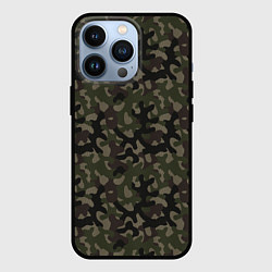 Чехол для iPhone 13 Pro Лесной Охотничий Камуфляж, цвет: 3D-черный