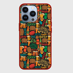 Чехол для iPhone 13 Pro Пиво Beer, цвет: 3D-красный