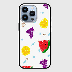 Чехол для iPhone 13 Pro Пиксельные фрукты, цвет: 3D-черный