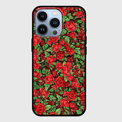 Чехол для iPhone 13 Pro Букет алых роз, цвет: 3D-черный