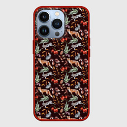 Чехол для iPhone 13 Pro Лесная лисичка паттерн, цвет: 3D-красный