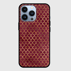 Чехол для iPhone 13 Pro Gold & Red pattern, цвет: 3D-черный