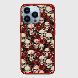 Чехол для iPhone 13 Pro Кровавые Черепа Skulls, цвет: 3D-красный