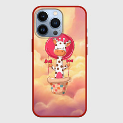 Чехол для iPhone 13 Pro Жираф на воздушном шаре, цвет: 3D-красный