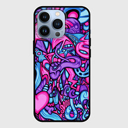 Чехол для iPhone 13 Pro Acid graffiti with skulls, цвет: 3D-черный