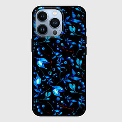 Чехол для iPhone 13 Pro Ночные синие листья, цвет: 3D-черный