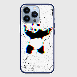 Чехол для iPhone 13 Pro Banksy Panda with guns Бэнкси, цвет: 3D-тёмно-синий