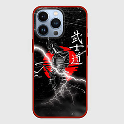 Чехол для iPhone 13 Pro Самурай Бусидо Иероглифы Samurai Lightning, цвет: 3D-красный