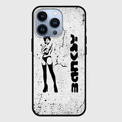 Чехол для iPhone 13 Pro Banksy - Бэнкси девушка с мишкой, цвет: 3D-черный