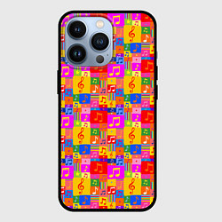 Чехол для iPhone 13 Pro Красочные Музыкальные Ноты, цвет: 3D-черный