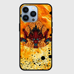 Чехол для iPhone 13 Pro ЯПОНСКИЙ ОГНЕННЫЙ ДРАКОН, цвет: 3D-черный