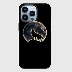 Чехол iPhone 13 Pro Силуэт волка под луной