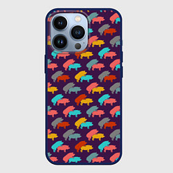 Чехол для iPhone 13 Pro Свиньи 18, цвет: 3D-тёмно-синий