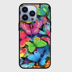 Чехол для iPhone 13 Pro Стая бабочек Pattern, цвет: 3D-черный
