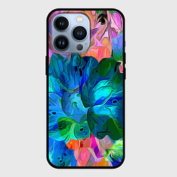 Чехол для iPhone 13 Pro Красочный цветочный паттерн, цвет: 3D-черный