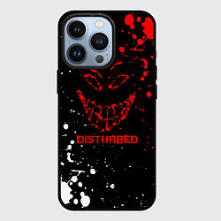 Чехол для iPhone 13 Pro Disturbed брызги красок, цвет: 3D-черный